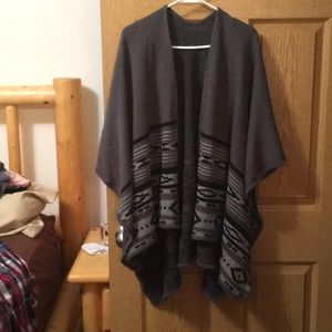 Grey Aztec poncho